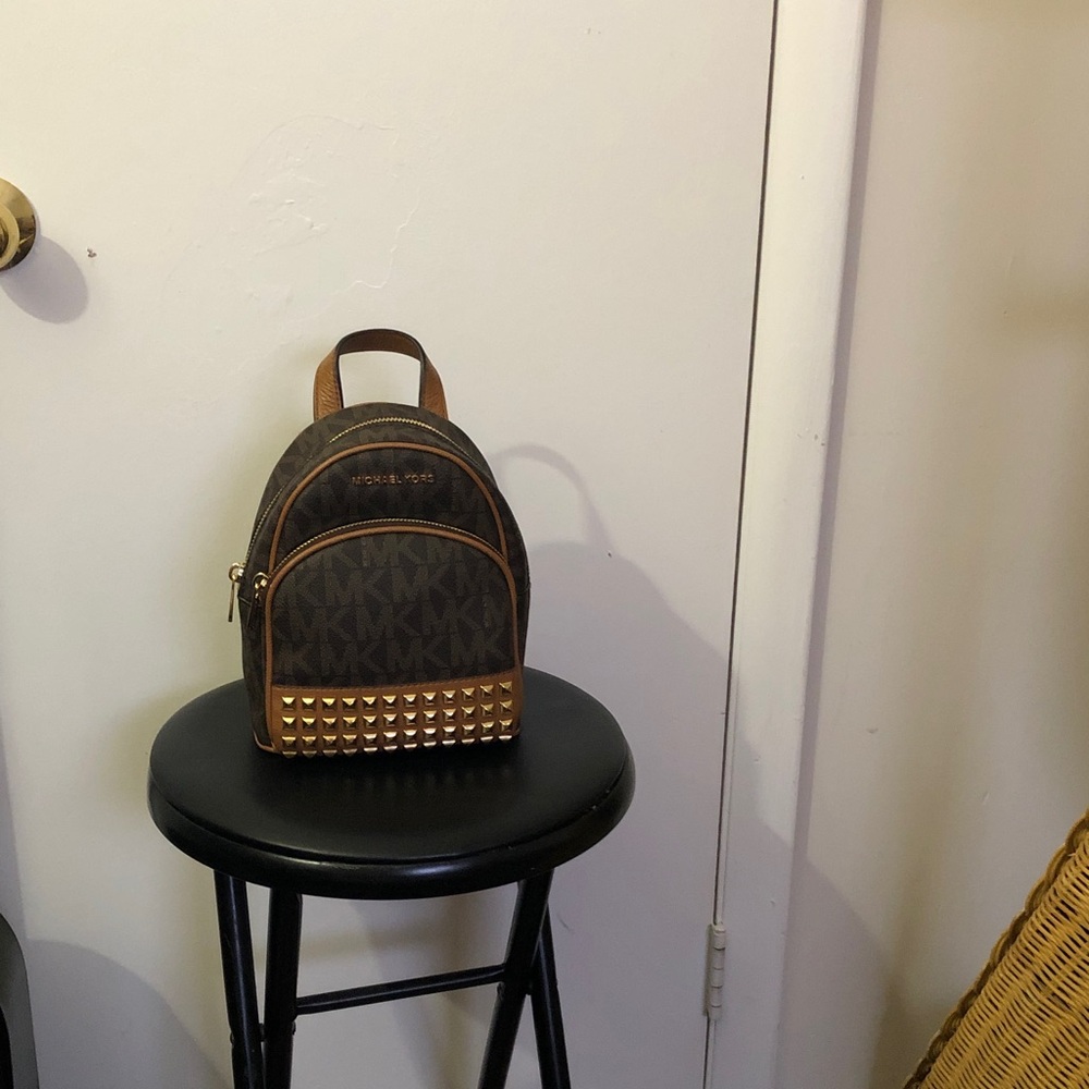 Michael Kors Brown and Tan Studded Backpack
